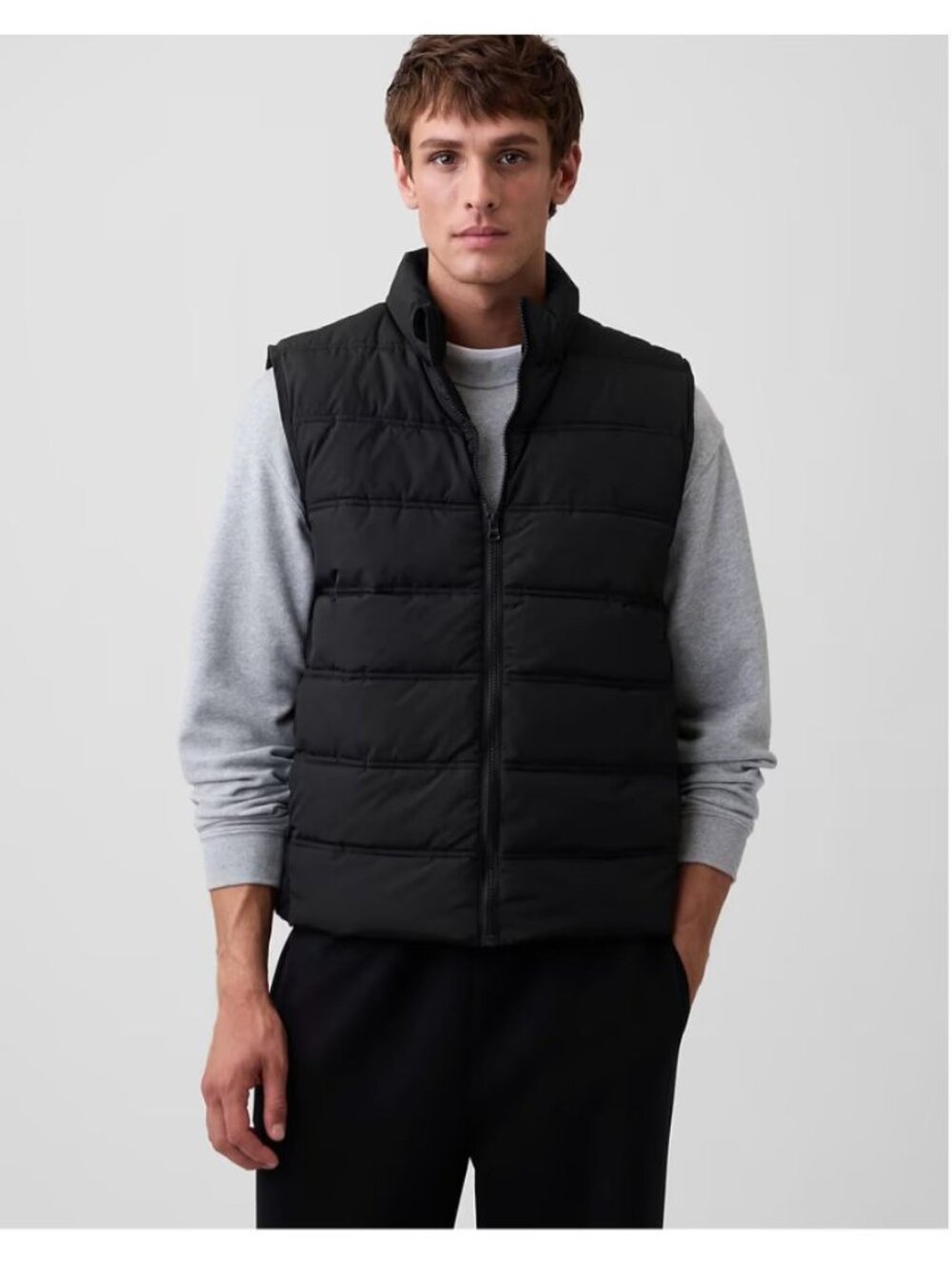 Gap Mens Black Puffer Vest Zip Front XL Lightweight Warm Outerwear Gorpcore